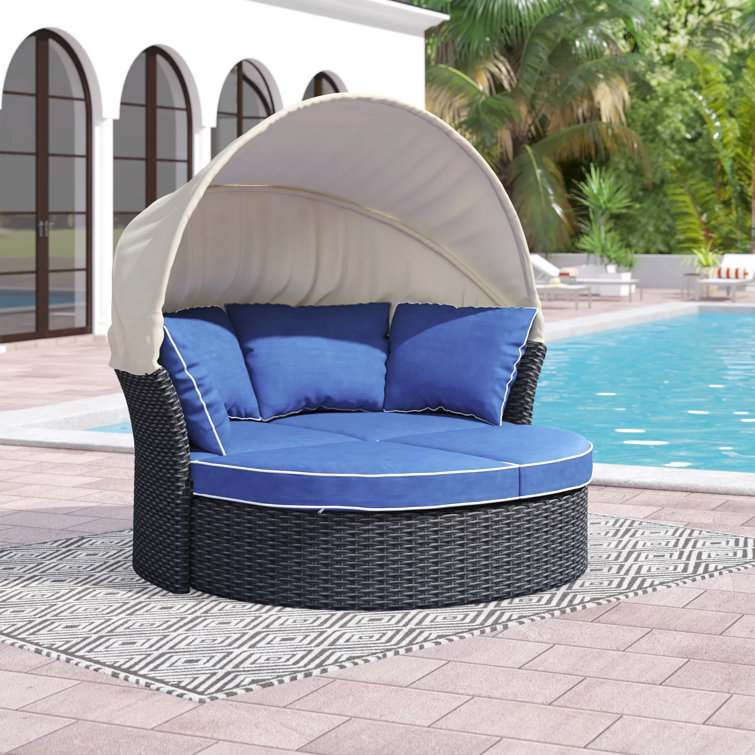 Wade Logan® Gower 71'' Wide Outdoor Wicker Patio Daybed with Cushions